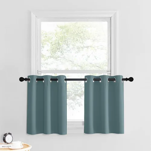 Miniatura 113 de NICETOWN Cortinas opacas de cocina para ventana sobre el fregadero, aislamiento térmico, decoración del hogar, pequeños niveles opacos con ojales
