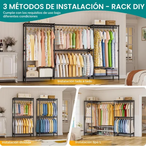 Miniatura 3 de SINGAYE Perchero portátil para armario, perchero resistente, sistema de organización y almacenamiento para colgar ropa, perchero ajustable