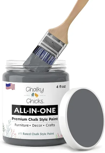 Miniatura 29 de Chalky Chicks - Pintura mate a la tiza, no requiere lijado, 4 onzas líquidas, color gris oscuro (Gun Metal Gray), para muebles, pintura sin Gris