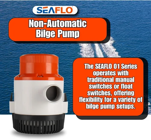 Miniatura 4 de SEAFLO Bomba de sentina de la serie 01 3700GPH Bomba sumergible marina de 12 V con salida de alta capacidad, protección antibloqueo de aire, 4 años