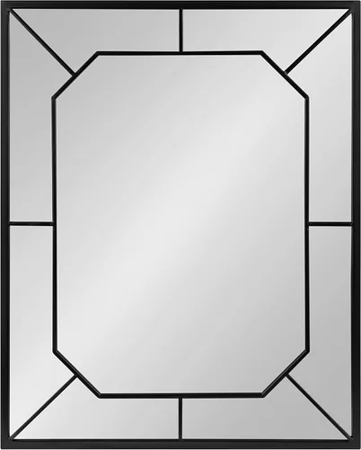 Miniatura 8 de Kate and Laurel Ardithe - Espejo rectangular decorativo geométrico; 24 x 30; negro; espejo rectangular moderno con incrustaciones de vidrio