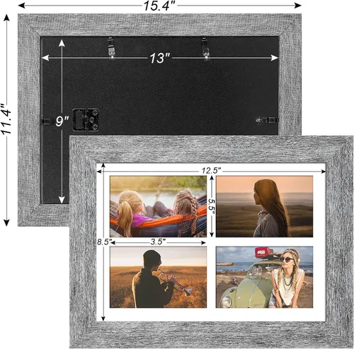 Miniatura 882 de Marcos de Fotos Collage de 13.5X15.5 con 7 Aberturas para Fotos de 4X6, Marco de Fotos Múltiples con Paspartú para Decoración de Pared, Grano