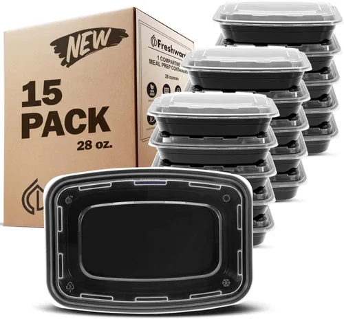 Miniatura 14 de Freshware - Recipientes para comida preparada, 150 unidades, 1 compartimento para almacenar comida, contenedores con tapas, caja Bento, libre