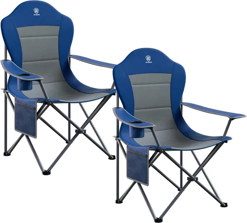 Miniatura 9 de EVER ADVANCED Silla plegable de camping con respaldo alto acolchado, paquete de 2 sillas de césped portátiles de gran tamaño, ligeras, resistentes