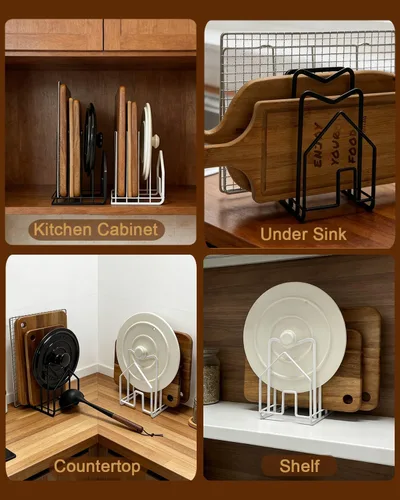 Miniatura 5 de SUNFICON Estante para tabla de cortar, organizador de tablas de cortar, soporte para tapas de ollas, bandeja fina para hornear, bandeja de secado 1
