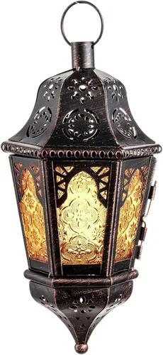 Farol marroquí decorativo para interiores y exteriores, 13.6 pulgadas, faroles colgantes decorativos vintage con cadena para decoración del hogar,