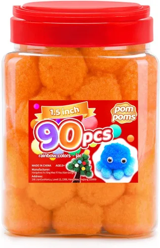 Miniatura 27 de Iooleem Pompones rosados – Tamaño surtido, 1200 piezas con ojos móviles, opciones de purpurina, perfectos para artes y manualidades