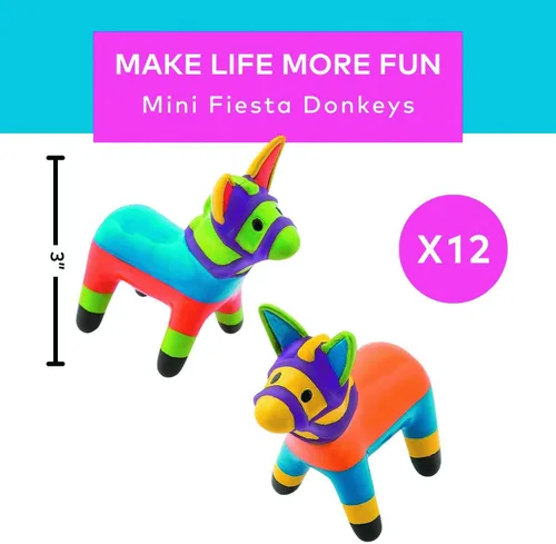 Miniatura 3 de Fun Express Decoraciones de fiesta de vinilo para fiesta de burro, paquete de 12 – Recuerdos de fiesta temática mexicana para celebraciones