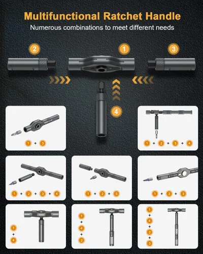 Miniatura 3 de Juego de destornilladores de trinquete 43 en 1, juego de destornilladores magnéticos, kit de herramientas de reparación de nuevo modelo 2025