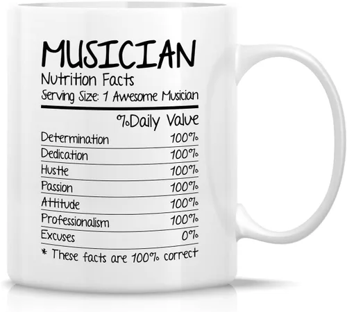 Miniatura 13 de Retreez - Taza divertida con texto en inglés "Without Music Life Would B Flat Musician", 325 ml, tazas de café de cerámica, divertidas, sarcásticas