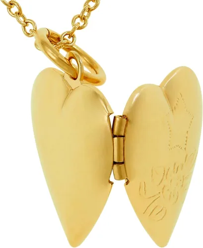 Miniatura 9 de LIFETIME JEWELRY Collar con medallón de corazón pequeño que sostiene fotos chapado en oro de 24 quilates