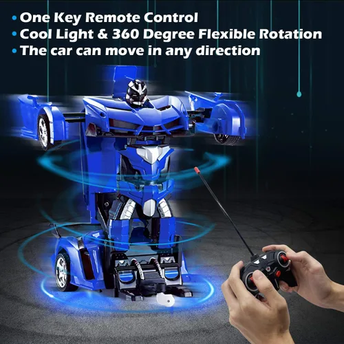 Miniatura 2 de Coche de control remoto - Juguetes de robot transformables para niños adolescentes, coche RC recargable con luces, coche RC 2.4Ghz 1:18 recargable