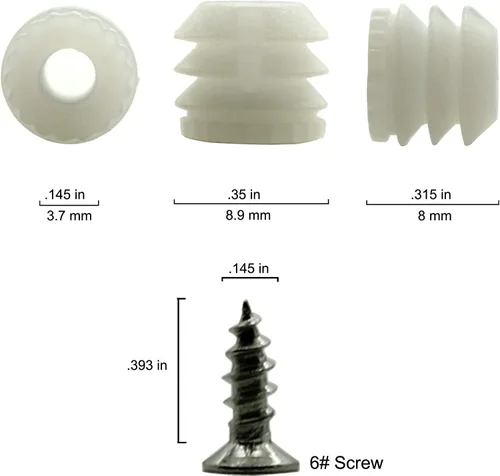 Miniatura 2 de Paquete de 100 insertos de bisagra de plástico con tornillos, tacos blancos, gabinete de puerta para cajón, cama, mesa, reparación, montaje