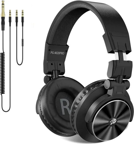 Auriculares PUPGSIS Studio - Auriculares para DJ - Monitores de Audio de Grabación con Cable de 40kHz Hi-Res Estéreo - Jack de Audio de 1/4 a 3.5mm