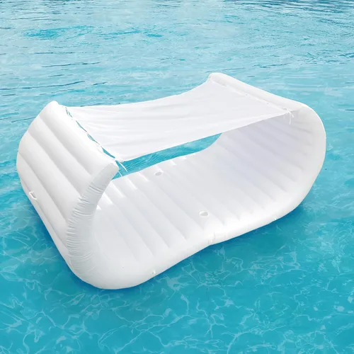 Miniatura 3 de Comfy Floats Sofá inflable para piscina, flotador de piscina blanco, cabina flotante, flotador de piscina de lujo para adultos