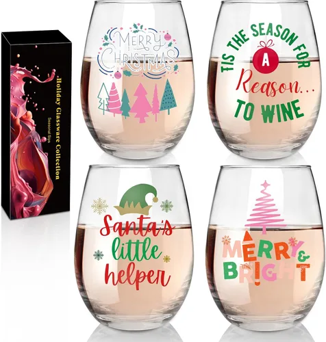 Miniatura 8 de CNVOILA Juego de Vasos de Vino de Acción de Gracias: Vasos y Tazas sin Tallo de 18oz para Decoración y Adornos de Otoño de Acción de Gracias, Tazas