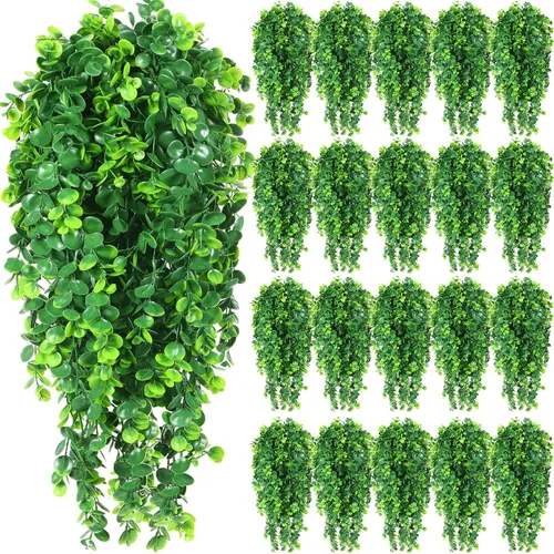 Miniatura 16 de Hoteam 12 Piezas Plantas Colgantes Artificiales de 32 Pulgadas Enredaderas de Hiedra Falsa con Hojas Falsas Plantas Artificiales de Patio Vegetación