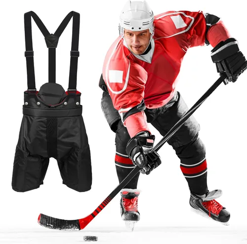 Miniatura 5 de 2 tirantes de hockey resistentes para hockey sobre hielo de 49 pulgadas, tirantes deportivos con espalda en Y, longitud ajustable con correas