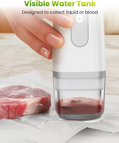 Miniatura 2 de FEPPO Sellador al vacío para alimentos con tanque de agua visible, máquina selladora al vacío compacta de mano con 30 bolsas reutilizables
