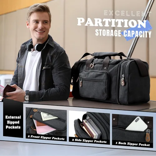 Miniatura 2 de Gonex Bolsa de lona para viaje 50L60L Duffel Bolsa de fin de semana para la noche, Gris oscuro, Clásico