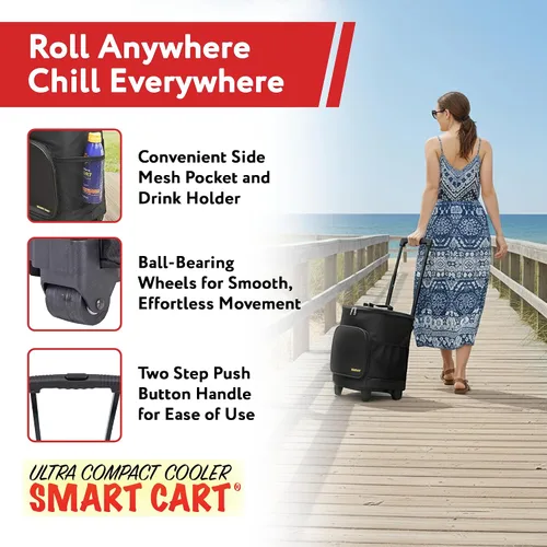 Miniatura 8 de Carrito inteligente con función de refrigeración ultra compacto con ruedas - Bolsa enfriadora plegable aislada - Enfriador de viaje plegable para 36