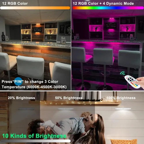 Miniatura 5 de Iluminación para debajo del gabinete, inalámbrica, recargable, funciona con pilas, luces LED regulables debajo de la encimera, barra de luces