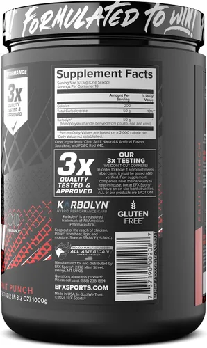 Miniatura 9 de EFX Sports Karbolyn Fuel Polvo de carbohidratos de absorción rápida Carga de carbohidratos, energía sostenida, recuperación rápida Sin