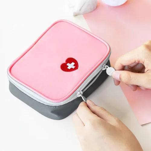Miniatura 2 de Kit de primeros auxilios portátil rosa, mini bolsa médica de emergencia, tamaño de viaje, para automóvil, hogar, oficina, viajes, camping, deportes