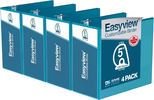 Miniatura 15 de Easyview - Carpetas prémium de 3 anillas con cubiertas transparentes y anillos en D, carpetas para escuela u oficina, 5 pulgadas, paquete de 4