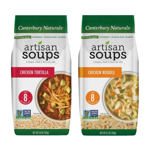 Miniatura 16 de Canterbury Naturals Mezcla de sopa artesanal, mezcla de sopa de fideos con pollo, sin OMG, hace 8 porciones, bolsa de 6.5 onzas (paquete de 3)