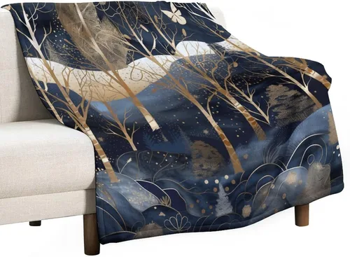 Miniatura 54 de Manta de invierno de acuarela de Navidad en el bosque, manta cálida y acogedora para sofá, cama para adultos, 30 x 40 pulgadas, manta de microfibra