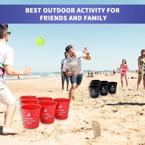 Miniatura 7 de Aivalas Yard Pong Outdoor Games, Giant Yard Games Set with 12 Buckets and Balls for Adults and Family, Toss Game Throwing Games for Beach, Camping