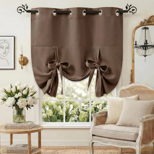 Miniatura 15 de Pony Dance Persianas Opacas para Ventanas - Juego de Cortinas Enrollables y Cenefas Estilo Romano Globo con Ojales en la Parte Superior para Verde