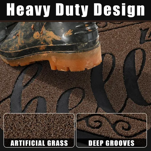 Miniatura 2 de Yimobra Alfombrillas de Bienvenida para Puerta Delantera 29.5x17, Alfombrilla de Puerta Resistente Impermeable para Exterior, Alfombrilla Café