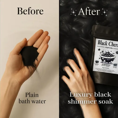 Miniatura 2 de Bomba de baño brillante de cereza negra en una bolsa - Bombas de baño perfumadas hechas a mano para mujeres, niños y hombres - Bombas de baño
