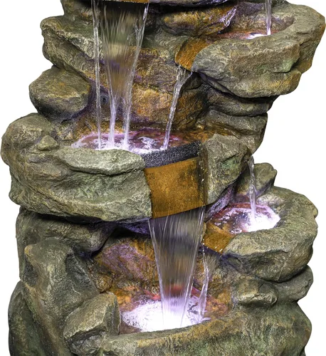 Miniatura 13 de Alpine Corporation Fuente de suelo de cascada para exteriores de 51 pulgadas de alto, diseño resistente a la intemperie con luces LED que cambian