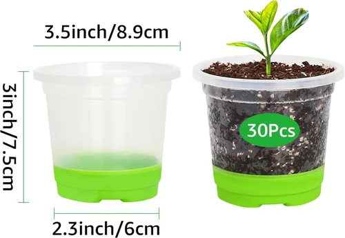 Miniatura 2 de MIXC Macetas transparentes gruesas con base de silicona para un fácil trasplante, 30 paquetes de 3.5 pulgadas, macetas transparentes reutilizables
