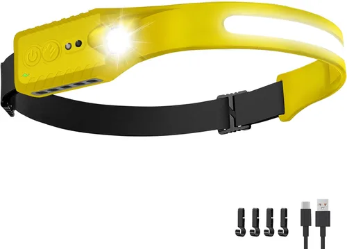 Miniatura 11 de Nessciera Linterna LED recargable (Azul), 400 lúmenes, haz ancho de 230°, USB-C, IPX4, 5 modos — Banda ajustable ligera; clips para casco