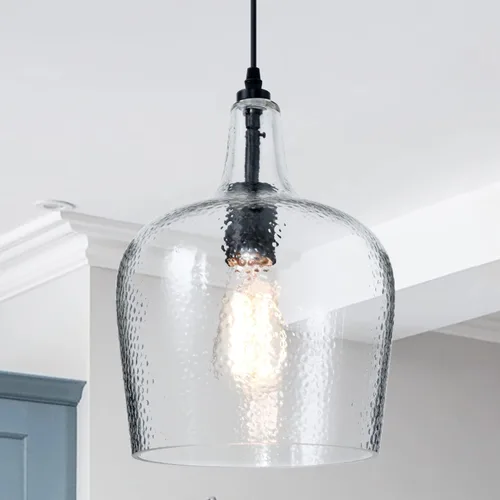 Miniatura 19 de Lámpara Colgante de Vidrio Moderna de Latón 1 Luz Individual con Cúpula Luminarias Colgantes para Isla de Cocina Comedor Pasillo, Diámetro 9 Latón