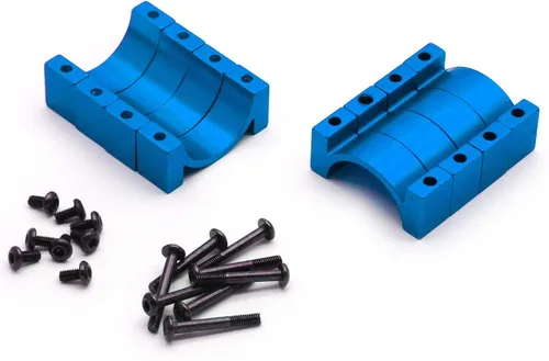 Miniatura 2 de 4 juegos de montaje de abrazadera de tubo de aluminio CNC de 0.866 in de diámetro (azul anodizado)
