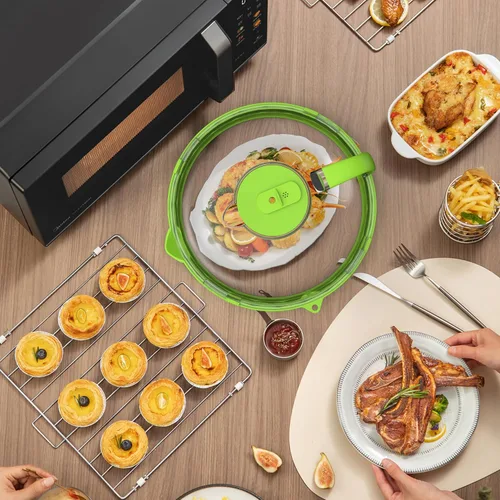Miniatura 9 de Cubierta mejorada para salpicaduras de microondas para alimentos, cubierta transparente para microondas con vaporizador de agua, protector