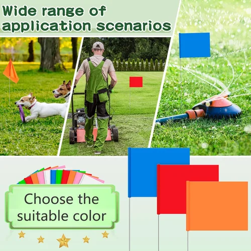 Miniatura 5 de Amylove 540 Piezas Banderas Marcadoras 15 x 4 x 5 Pulgadas Banderas Marcadoras para Césped Patio Topografía para Riego de Césped Paisajismo Cerca