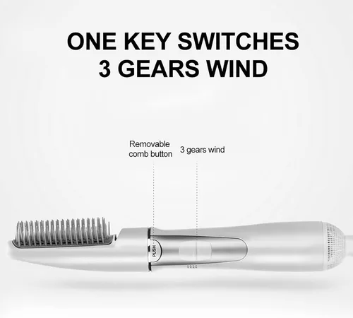 Miniatura 6 de ZJchao Cepillo secador de pelo 2 en 1, Ventilador de cepillo de aire caliente antiencrespamiento de iones negativos, Peine eléctrico profesional