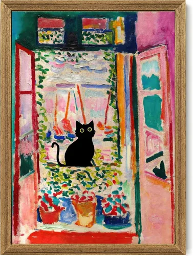 Miniatura 24 de Fantasy Artists Van Gogh - Lienzo decorativo para pared, diseño de gato negro con diseño de almendra y diseño de gato negro, pósteres de pintura al