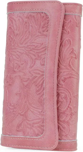 Miniatura 40 de MEITRUE Cartera de cuero para mujer, con bloqueo RFID, triple pliegue, con relieve, soporte para tarjetas, organizador de chequera para teléfono
