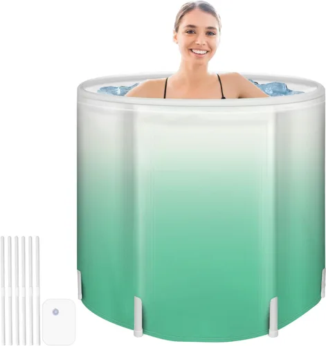 Bañera plegable portátil para adultos, bañera de viaje plegable para campamento, hogar y spa, ahorro de espacio, PVC duradero (gradiente verde)