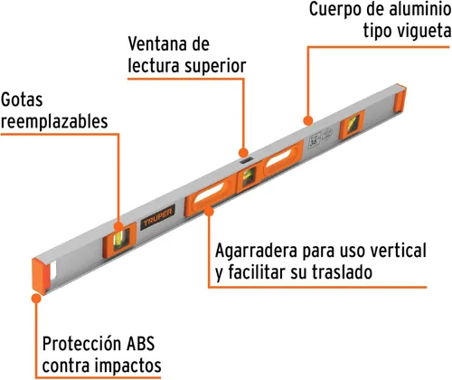 Miniatura 2 de TRUPER NP-36 Professional I-Beam Niveles 36" (92cm) 0°, 90° y 45°