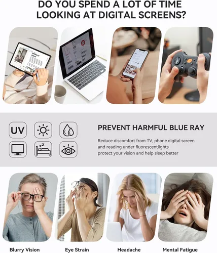 Miniatura 5 de JM - Paquete de 5 lentes de lectura ovalados para mujer, elegantes lentes de bloqueo de luz azul para computadora con bisagras de resorte