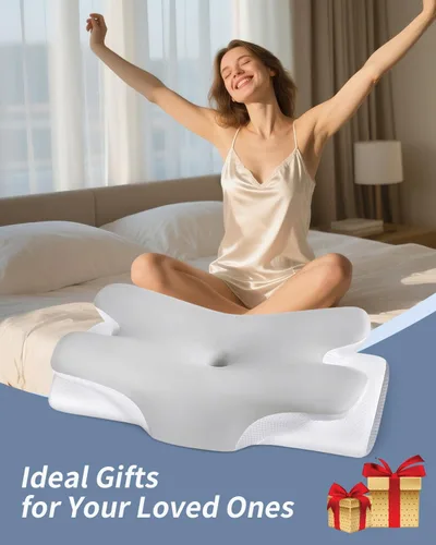 Miniatura 7 de Almohada Cervical para Alivio del Dolor de Cuello - Almohada Ergonómica para Dormir de Lado, Almohada de Espuma Viscoelástica con Contorno