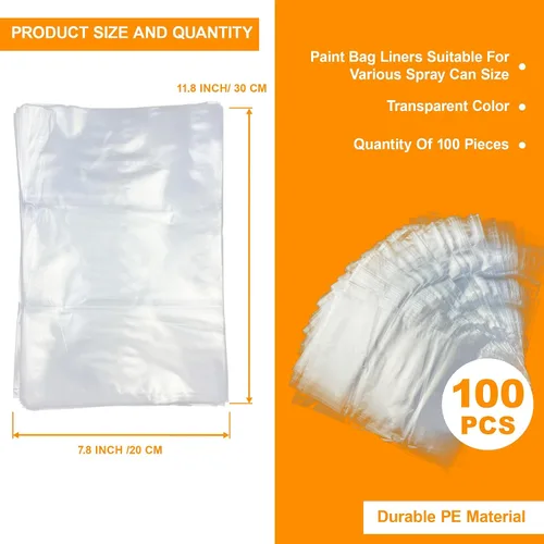 Miniatura 2 de 50 revestimientos para vasos rociadores de pintura, bolsas de pulverización de pintura desechables de 7.8 x 11.8 pulgadas, revestimientos